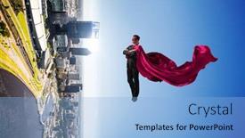  Presentation with super man - Presentation having super man in sky background and a light blue colored foreground