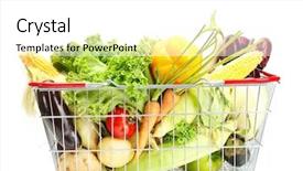  Presentation with vegetables - PPT theme featuring fresh vegetables in metal basket background and a white colored foreground