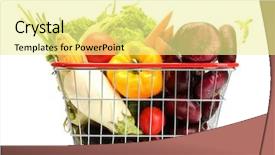  Presentation with fresh cut fruits vegetables - Slide deck having fresh vegetables in metal basket background and a blonde colored foreground