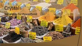  Presentation with indian bazaar - Presentation theme enhanced with indian bazaar - spices at marketplace istanbul turkey background and a yellow colored foreground