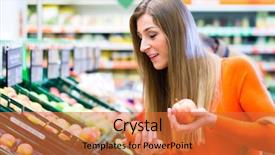  Presentation with grocery - Presentation theme with living price food - woman selecting apples while grocery background and a red colored foreground