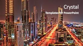  Presentation with uae - Beautiful presentation design featuring super modern city of uae backdrop and a tawny brown colored foreground