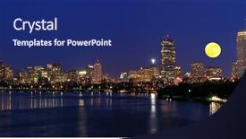  Presentation with boston - Cool new slide deck with boston skyline and supermoon backdrop and a navy blue colored foreground