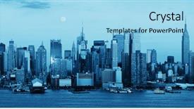  Presentation with taxi cabs new york city - Audience pleasing slide set consisting of new york city skyscrapers urban backdrop and a light blue colored foreground