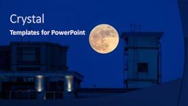  Presentation with moon cosmoss - PPT theme enhanced with super-moon-and-the-building background and a navy blue colored foreground