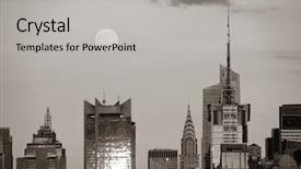  Presentation with sun stars moon - PPT theme consisting of super moon over midtown manhattan background and a light gray colored foreground