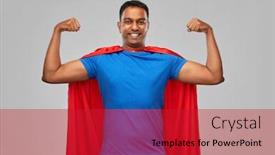  Presentation with super power - Cool new PPT theme with super-power-and-people-concept backdrop and a crimson colored foreground