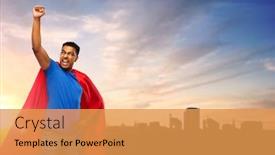  Presentation with super power - PPT theme featuring super-power-and-people-concept background and a yellow colored foreground