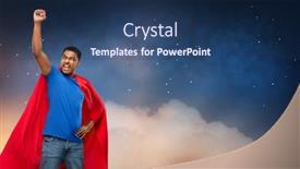  Presentation with super man - Audience pleasing slides consisting of super-power-and-people-concept backdrop and a ocean colored foreground