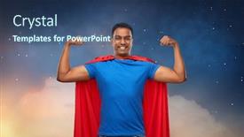  Presentation with super man - Theme with super-power-and-people-concept background and a ocean colored foreground