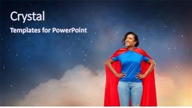  Presentation with super power - Amazing PPT theme having super power and people concept backdrop and a ocean colored foreground