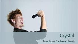  Presentation with rock star - Presentation theme having super rock star lead singer background and a light blue colored foreground