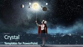  Presentation with star system - Cool new slide set with super star - cute girl of school age backdrop and a ocean colored foreground