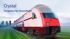  Presentation with maglev train - Amazing slide set having super streamlined train with motion backdrop and a sky blue colored foreground