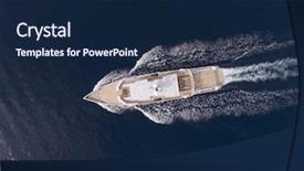  Presentation with yacht - Slide set with super yacht top view background and a navy blue colored foreground