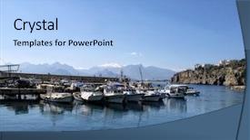  Presentation with group of people silhouettes walking - Theme consisting of super yatch - boats and silhouetted people background and a  colored foreground