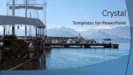  Presentation with group of people silhouettes walking - Beautiful PPT theme featuring super yatch - boats and silhouetted people backdrop and a  colored foreground