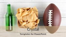  Presentation with wood chips - Slide deck consisting of superbowl - beer bottle bowl of chips background and a coral colored foreground