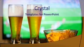  Presentation with chips and salsa - Cool new slide deck with superbowl - beer glasses and chips backdrop and a sky blue colored foreground