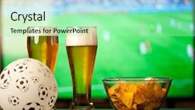 Presentation with beer - Slide set with superbowl - beer glasses and chips background and a  colored foreground