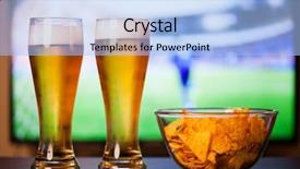  Presentation with beer - PPT theme having superbowl - beer glasses and chips background and a light blue colored foreground