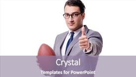 Presentation with american football - Theme having superbowl - businessman with american football isolated background and a coral colored foreground