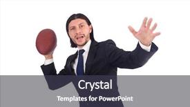  Presentation with football - Slides with superbowl - businessman with football isolated background and a tawny brown colored foreground