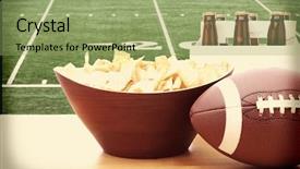  Presentation with football field - Slide deck featuring superbowl - chips football and six pack background and a seafoam green colored foreground