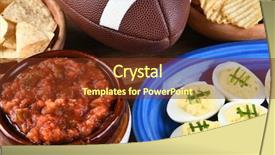  Presentation with snacks - PPT theme with superbowl - closeup of snacks for watching background and a tawny brown colored foreground