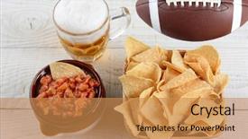  Presentation with wood chips - Beautiful theme featuring superbowl - high angle shot backdrop and a gold colored foreground