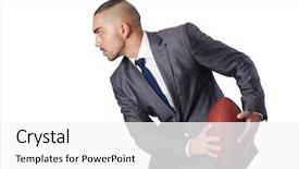  Presentation with american football - Presentation design with superbowl - man with american football ball background and a white colored foreground