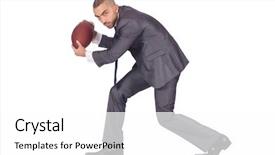  Presentation with football goal post american field - PPT layouts with superbowl - man with american football ball background and a white colored foreground