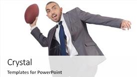  Presentation with grunge american football field - PPT theme having superbowl - man with american football ball background and a white colored foreground
