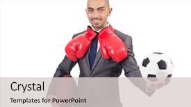  Presentation with gear - Beautiful theme featuring superbowl - man with sports gear isolated backdrop and a light gray colored foreground