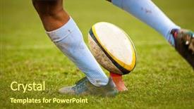  Presentation with rugby - Presentation design having superbowl - rugby player preparing to kick background and a tawny brown colored foreground