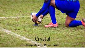  Presentation with rugby - Beautiful presentation design featuring superbowl - rugby player preparing to kick backdrop and a yellow colored foreground