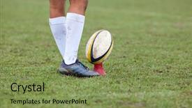  Presentation with rugby - Cool new presentation design with superbowl - rugby player preparing to kick backdrop and a seafoam green colored foreground