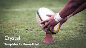  Presentation with rugby - Slide deck consisting of superbowl - rugby player preparing to kick background and a violet colored foreground