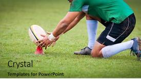  Presentation with rugby - Audience pleasing PPT layouts consisting of superbowl - rugby player preparing to kick backdrop and a yellow colored foreground