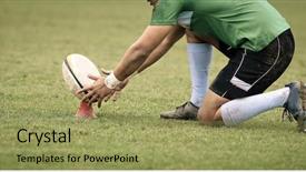  Presentation with rugby - Slide deck featuring superbowl - rugby player preparing to kick background and a yellow colored foreground