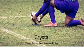  Presentation with rugby - PPT theme with superbowl - rugby player preparing to kick background and a mint green colored foreground