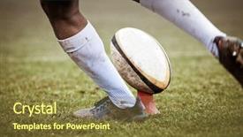  Presentation with rugby - Audience pleasing PPT theme consisting of superbowl - rugby player preparing to kick backdrop and a tawny brown colored foreground