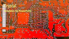  Presentation with engineering red circuit board - Amazing PPT layouts having red circuit board super close backdrop and a red colored foreground