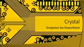  Presentation with circuit - Amazing slides having supercapacitors - yellow circuit board super close-up backdrop and a gold colored foreground