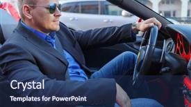  Presentation with ship wheel anchor - Presentation theme consisting of supercar - young businessman in sunglasses behind background and a ocean colored foreground