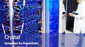  Presentation with research - Presentation theme with supercomputer - center of computer research background and a royal blue colored foreground