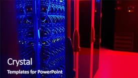  Presentation with datacenter - Audience pleasing presentation theme consisting of supercomputer - server in datacenter backdrop and a navy blue colored foreground