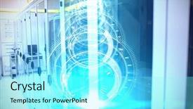  Presentation with servers - Colorful presentation theme enhanced with background with light blue radiance backdrop and a  colored foreground