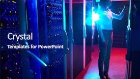  Presentation with storage - Beautiful PPT theme featuring supercomputer - storage of data backdrop and a navy blue colored foreground