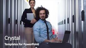  Presentation with team working together - Amazing presentation theme having supercomputer - team of young technicians working backdrop and a dark gray colored foreground